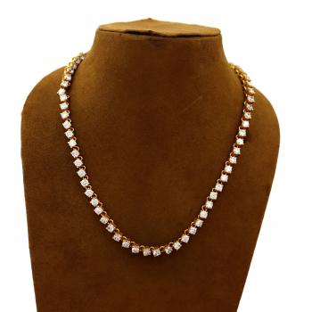  Nickel-Free Gold Plated Zircon Stone Seated Necklace - Timeless Elegance and Natural Beauty
